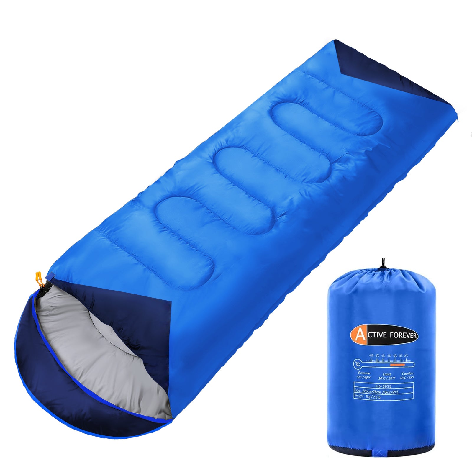 Sleeping Bag with Non-Slip, Cotton, 3-Season Single Adult Ultralight Compact - Blue option