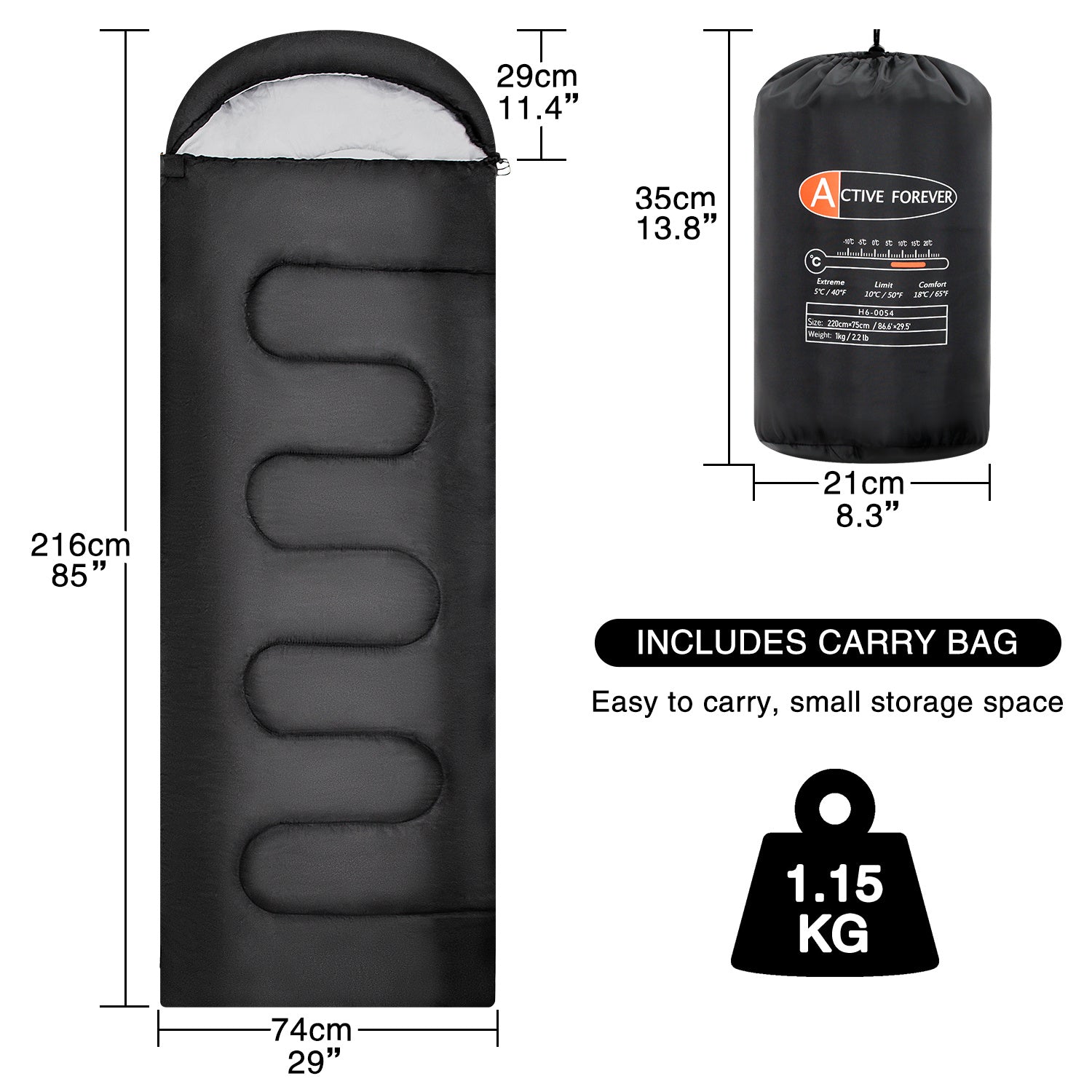 Sleeping Bag with Non-Slip, Cotton, 3-Season Single Adult Ultralight Compact - product gallery image 2