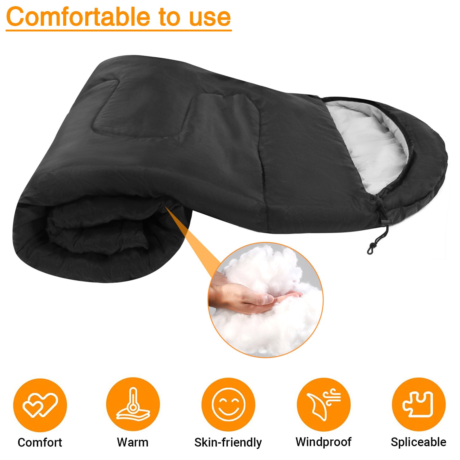 Sleeping Bag with Non-Slip, Cotton, 3-Season Single Adult Ultralight Compact - product gallery image 5