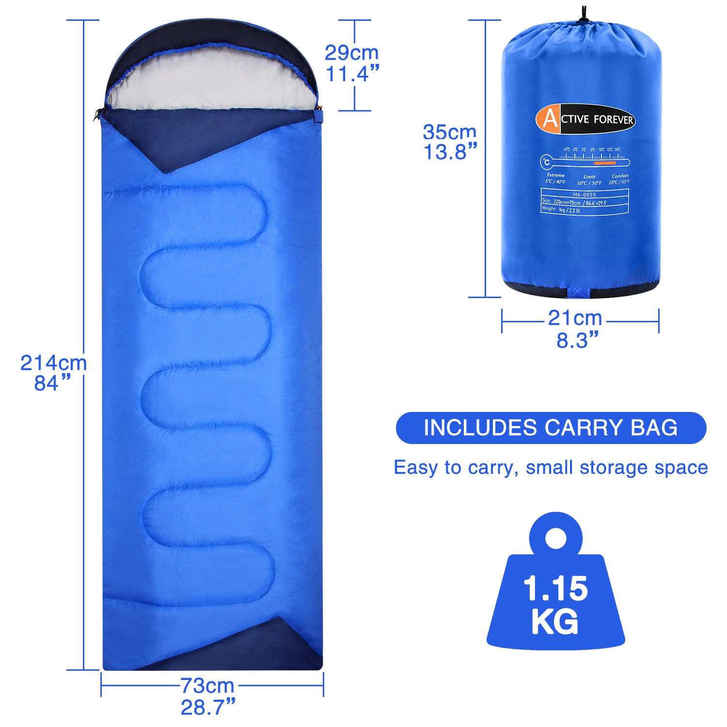 Sleeping Bag with Non-Slip, Cotton, 3-Season Single Adult Ultralight Compact - product gallery image 8