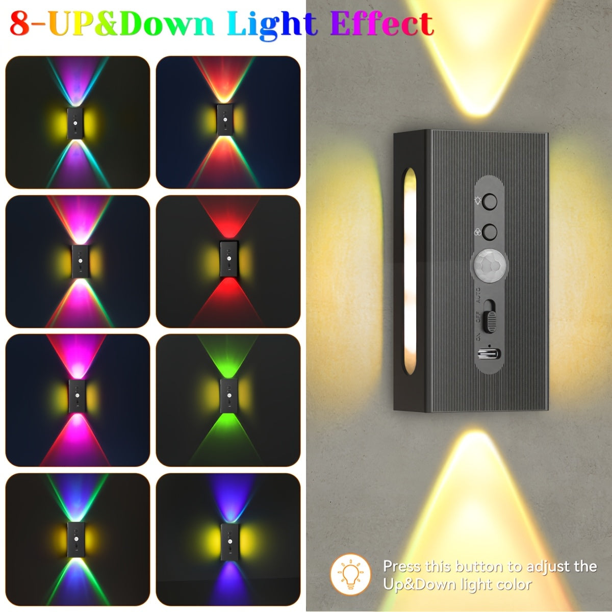 Smart LED Wall Light with Rechargeable, Wireless, 4 Pack - product gallery image 5