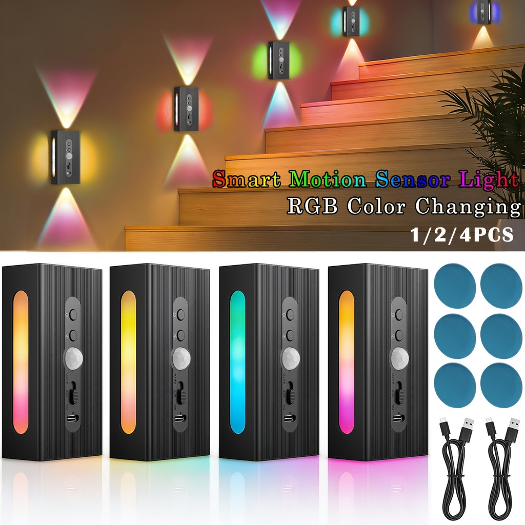 Smart LED Wall Light with Rechargeable, Wireless, 4 Pack