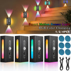 Smart LED Wall Light with Rechargeable, Wireless, 4 Pack