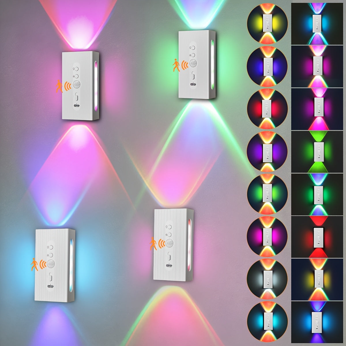 Smart LED Wall Light with Rechargeable, Wireless, 4 Pack - White, 4PC 4in1 Lamp option