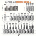 Socket Set with 34-Piece E-Torx Star Chrome Vanadium Steel - product gallery image 14