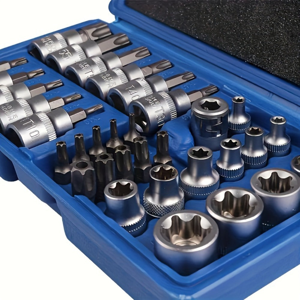 Socket Set with 34-Piece E-Torx Star Chrome Vanadium Steel - product gallery image 3