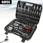 Socket Wrench Set Ratchet Box Toolbox with Carbon Steel, 94 PCS - 94 PCS option