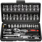 Socket & Wrench Set with Wheels, Stainless Steel, 45pc - product gallery image 2