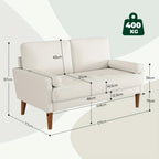 Sofa with Non-Slip, 400kg, Wood, Seater Velvet Beige Small Loveseat Couch - product gallery image 2