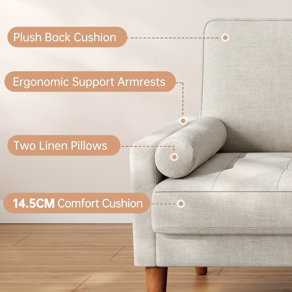 Sofa with Seater Linen Spring Cushion High Resilience - product gallery image 6
