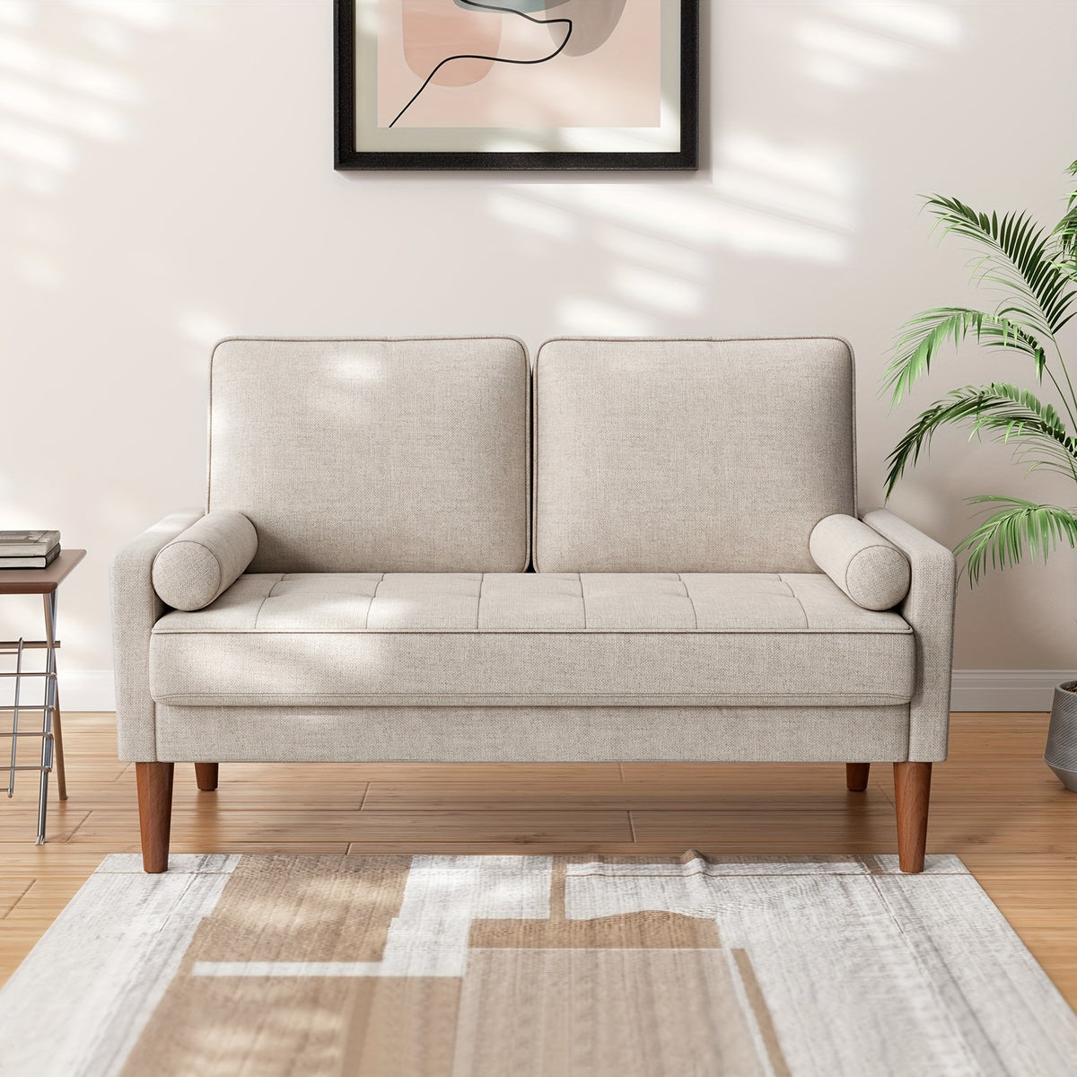 Sofa with Seater Linen Spring Cushion High Resilience