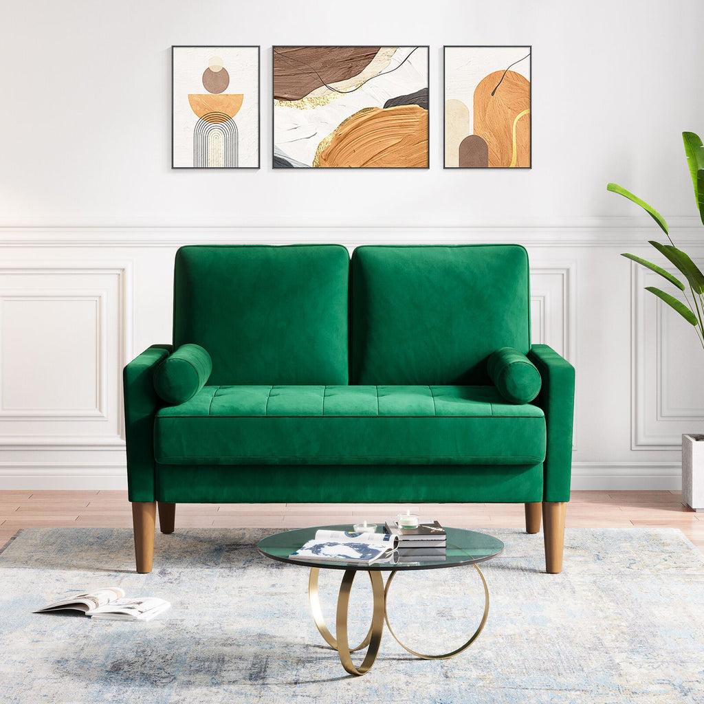 Sofa with Velvet, Small Modern Velvet 2-Seater Tufted Loveseat - product gallery image 6