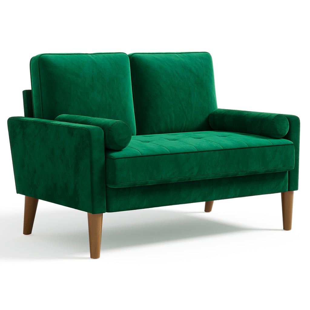 Sofa with Velvet, Small Modern Velvet 2-Seater Tufted Loveseat - Green option