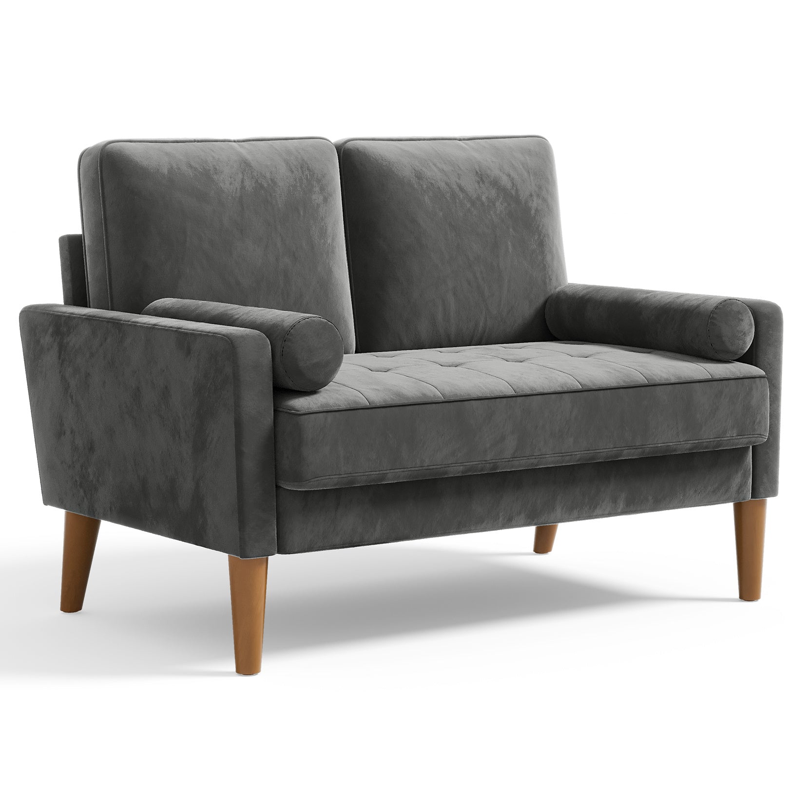 Sofa with Velvet, Small Modern Velvet 2-Seater Tufted Loveseat - Grey option