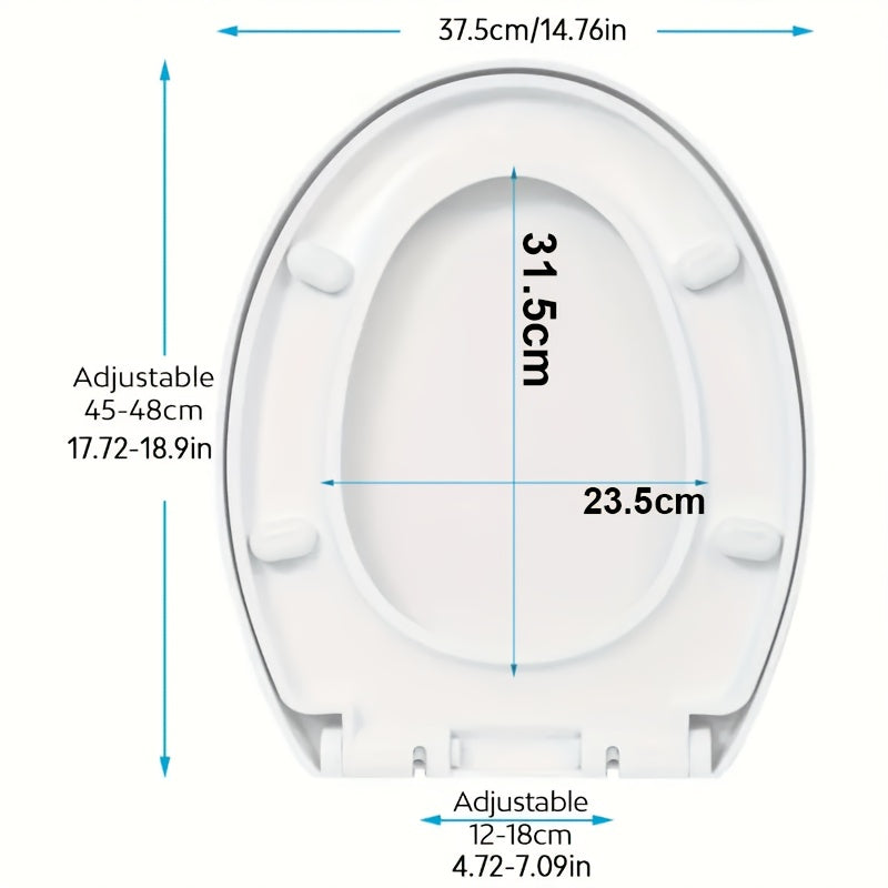 Soft Close Toilet Seat White Bathroom Oval with Heavy Duty Universal Hinges Anti Slam - product gallery image 2