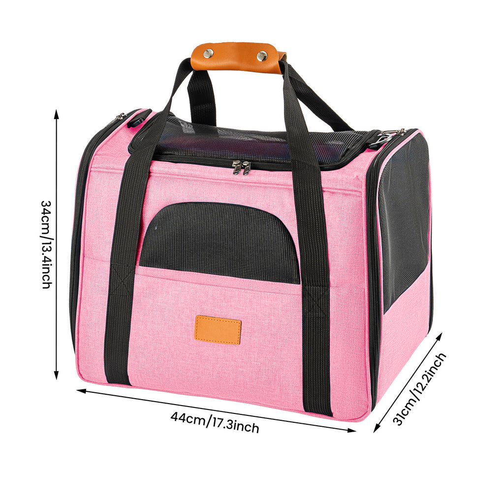 Soft Pet Carrier with 44cm, Mesh Bag Purple Travel Bowl - product gallery image 4