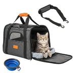 Soft Pet Carrier with 44cm, Mesh Bag Purple Travel Bowl - product gallery image 6