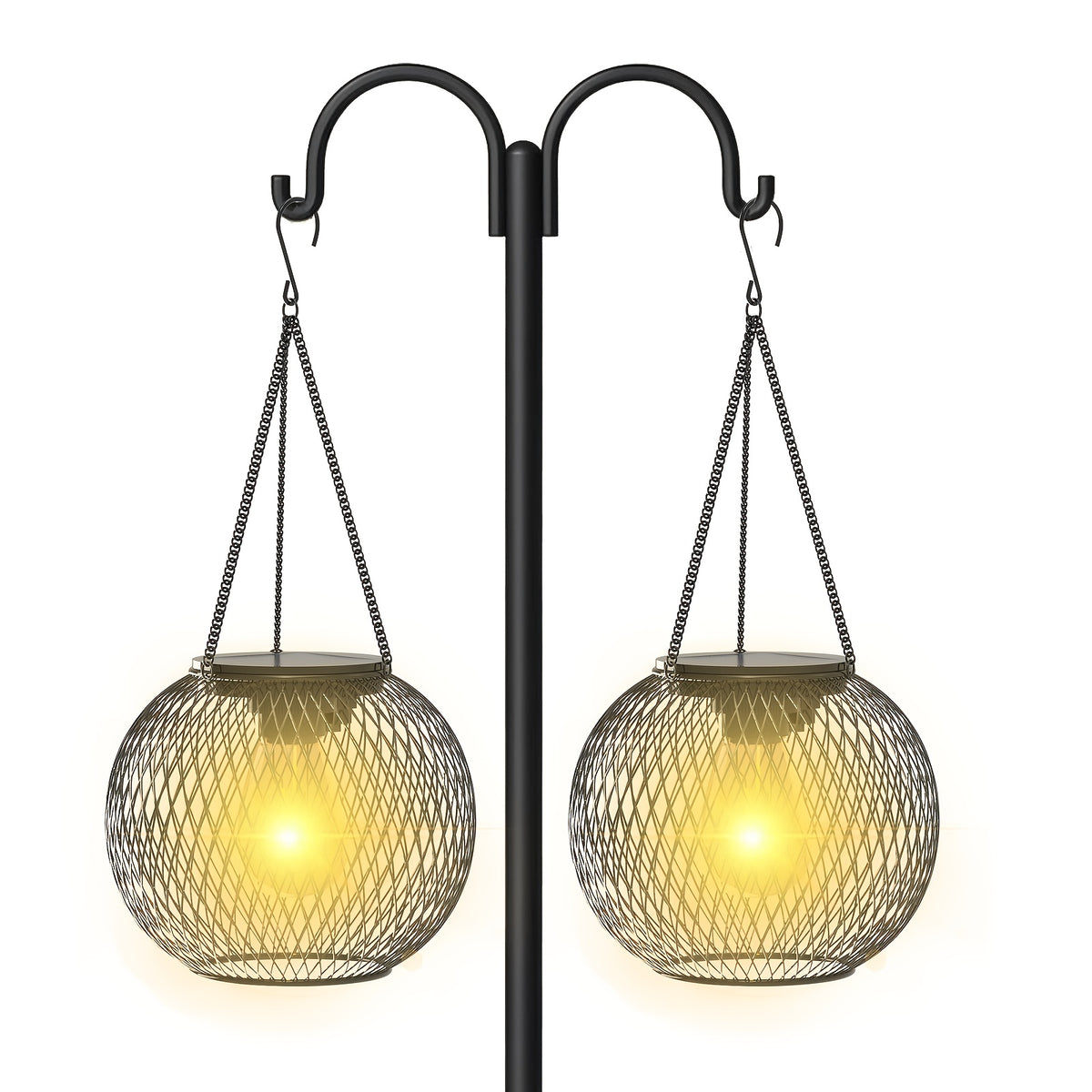 Solar Garden Lantern with Rechargeable, Metal, 2 Pack, 2pcs - 2pcs option