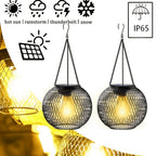 Solar Garden Lantern with Rechargeable, Metal, 2 Pack, 2pcs