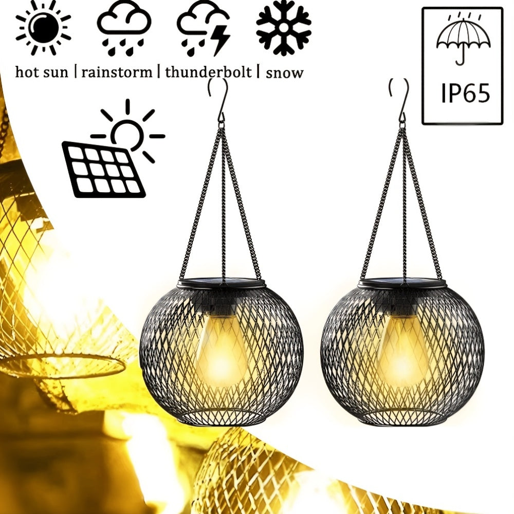 Solar Garden Lantern with Rechargeable, Metal, 2 Pack, 2pcs