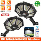 Solar Garden Light with 4pcs, 2/4pcs Street Lights Outdoor 168LED Motion