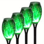 Solar Garden Light with Plastic, 12 Pack, Flame Torch Lights Green Flickering Outdoor - 4 Packs option