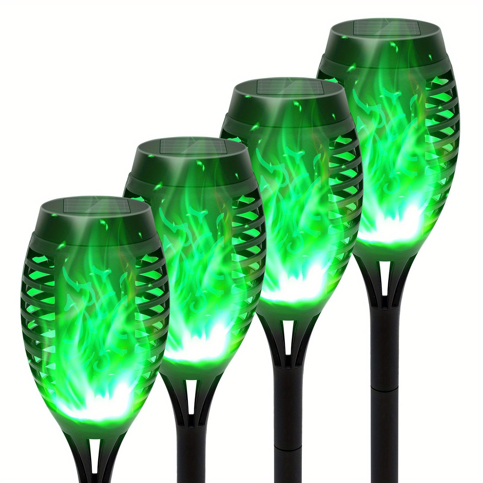 Solar Garden Light with Plastic, 12 Pack, Flame Torch Lights Green Flickering Outdoor - 4 Packs option