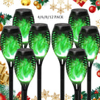 Solar Garden Light with Plastic, 12 Pack, Flame Torch Lights Green Flickering Outdoor