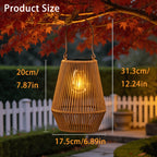 Solar Lantern with Metal, Powered Rattan Lanterns Minimalist Indoor - product gallery image 4