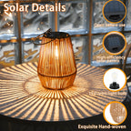 Solar Lantern with Metal, Powered Rattan Lanterns Minimalist Indoor - product gallery image 6