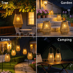 Solar Lantern with Metal, Powered Rattan Lanterns Minimalist Indoor - product gallery image 8