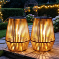 Solar Lantern with Metal, Powered Rattan Lanterns Minimalist Indoor - Two Rattan Lanterns option
