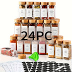Spice Jar Set with 4oz, Glass, 24 Pack, Glass Jars Labels Lids Empty Bottles - 24pcs option