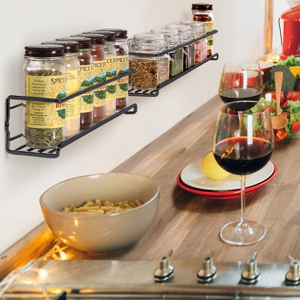 Spice Racks & Holder with Wall-Mounted, Metal, Wall Mounted Rack Organiser of No-Drill - product gallery image 2