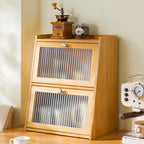 Spice Racks & Organiser with Bamboo Rack Transparent Door Tier - Natural 3 Tiers option