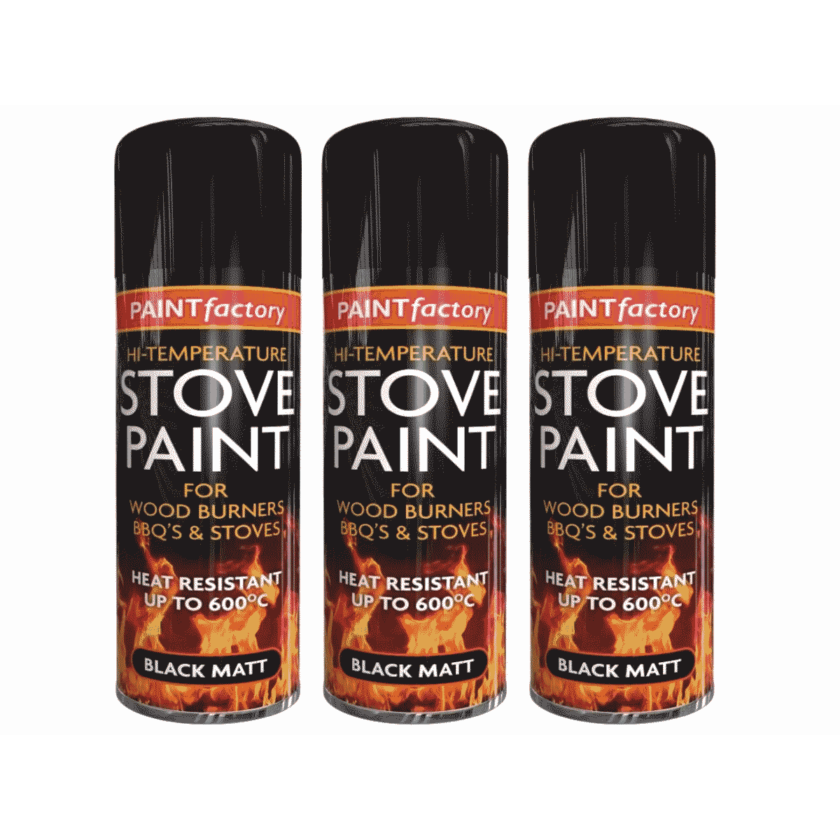 Spray Paint with 400ml, Metal, 3, Heat Resistant Matt Black 3-Pack High