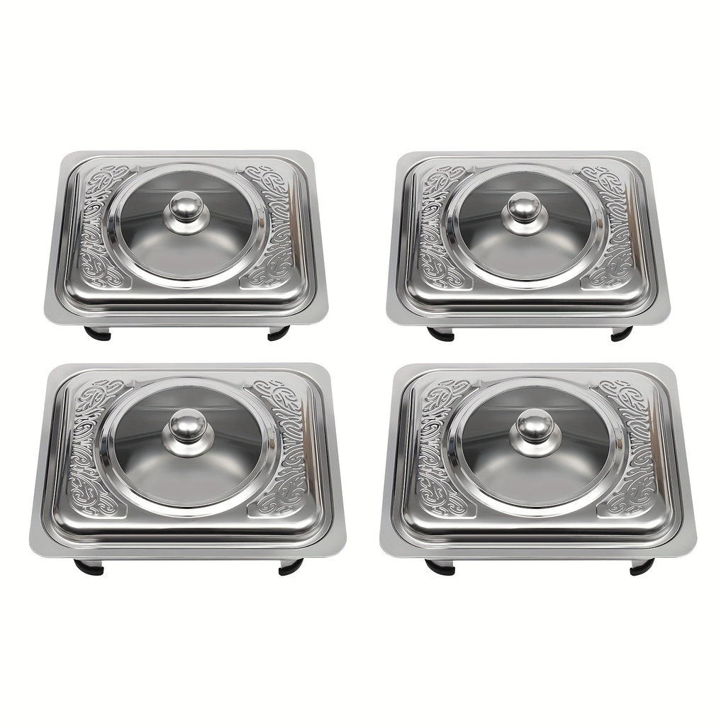 Stainless Steel Insulated Buffet Tray Set with Non-Slip, 4pcs - 4pcs option