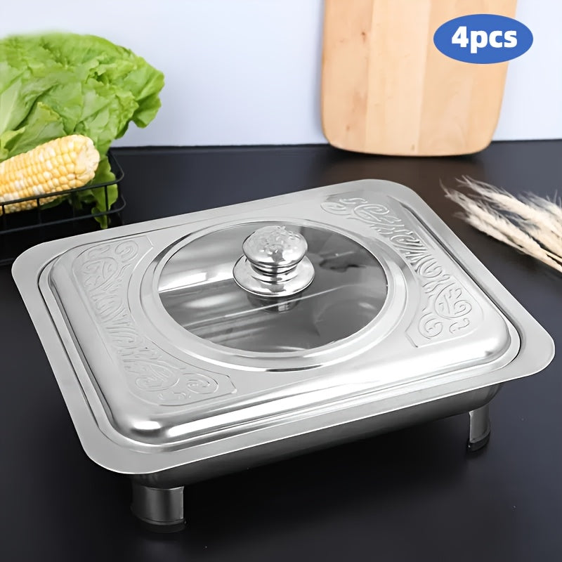 Stainless Steel Insulated Buffet Tray Set with Non-Slip, 4pcs - product gallery image 4