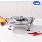 Stainless Steel Insulated Buffet Tray Set with Non-Slip, 4pcs