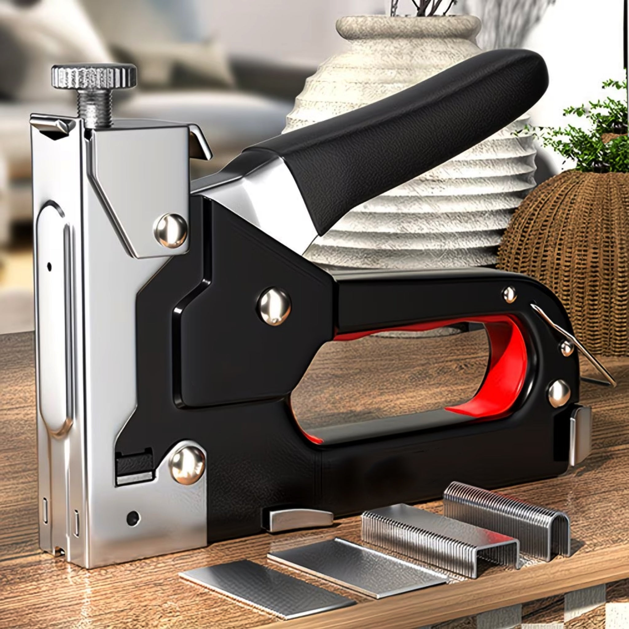 Staple Gun with 14mm, Metal, Heavy Duty 4-in-1 Manual Tacker Staples - product gallery image 2