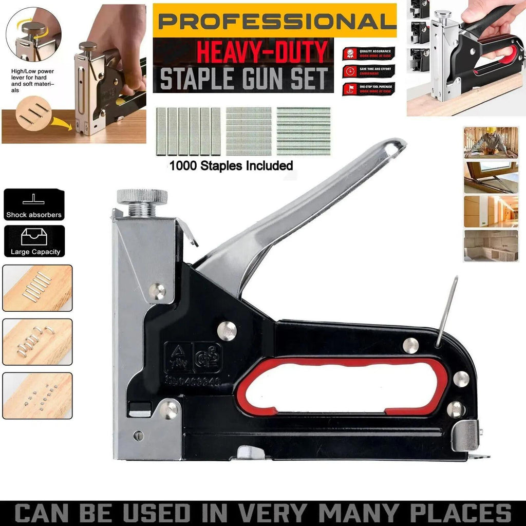 Staple Gun with 14mm, Metal, Heavy Duty 4-in-1 Manual Tacker Staples