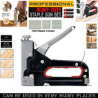 Staple Gun with 14mm, Metal, Heavy Duty 4-in-1 Manual Tacker Staples