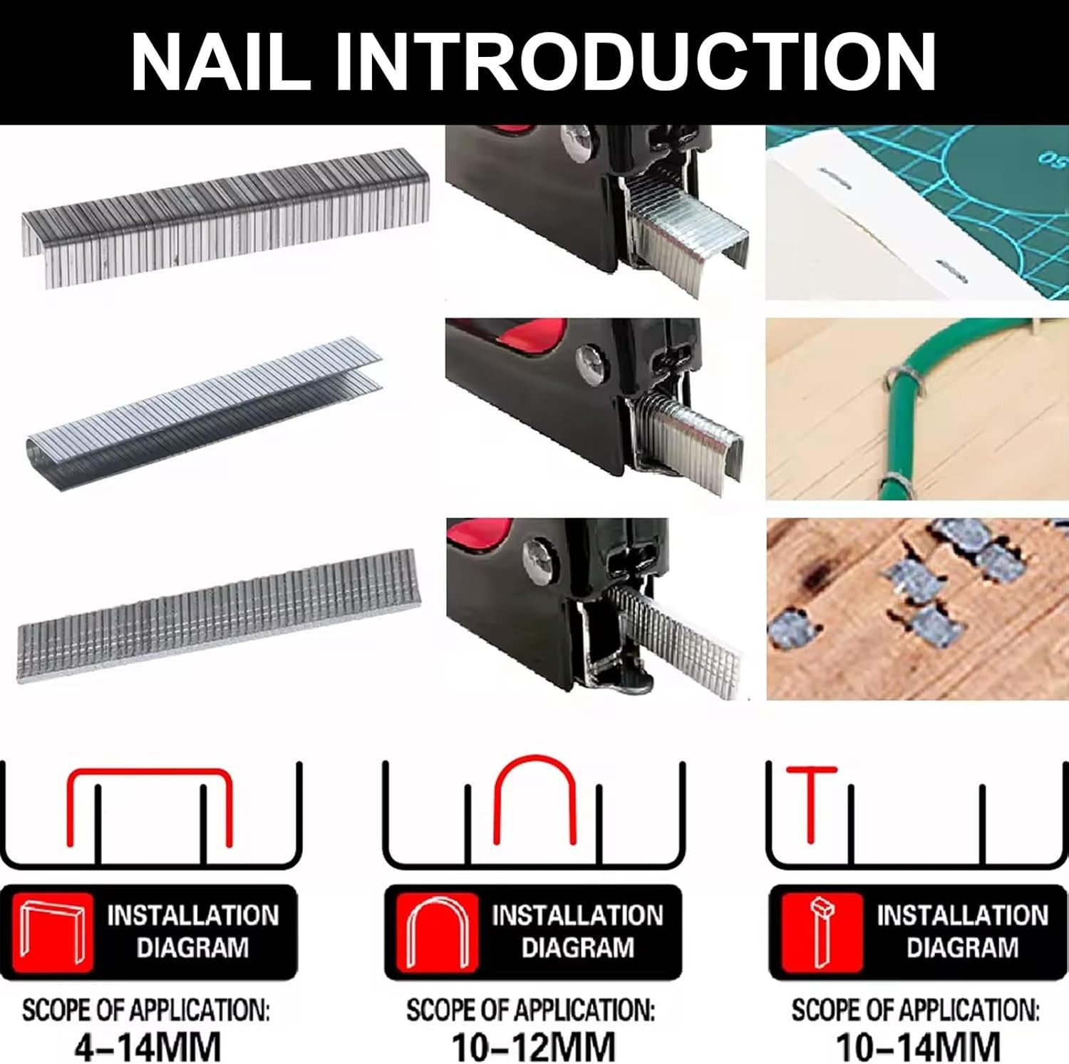 Staple Gun with Non-Slip, Metal, 3-in-1 Heavy Duty Kit Staples (T/U/D - product gallery image 13