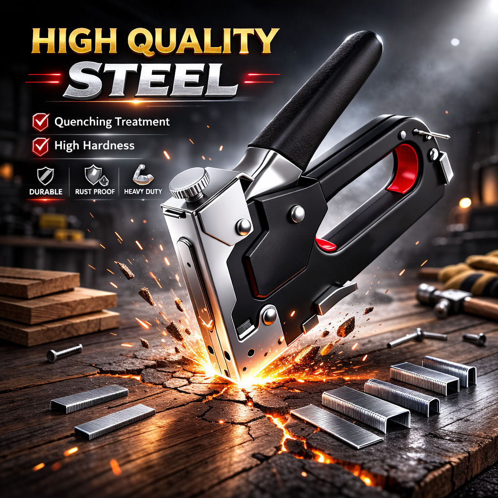 Staple Gun with Non-Slip, Metal, 3-in-1 Heavy Duty Kit Staples (T/U/D