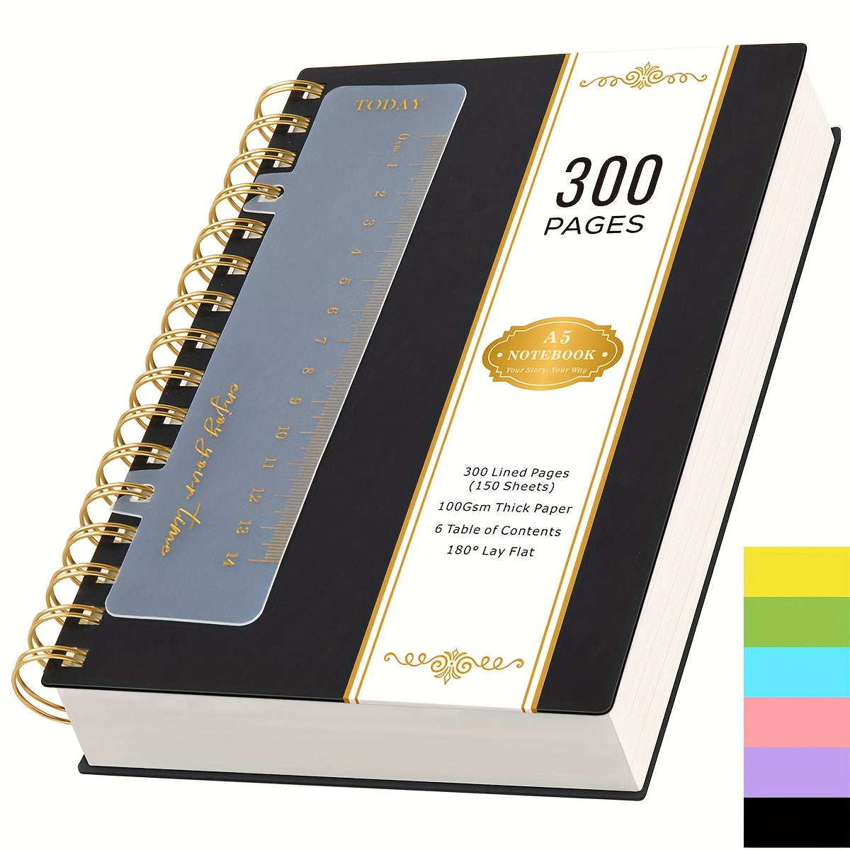 Stationery with A5 Spiral Notebook Pages of 100gsm - Black option