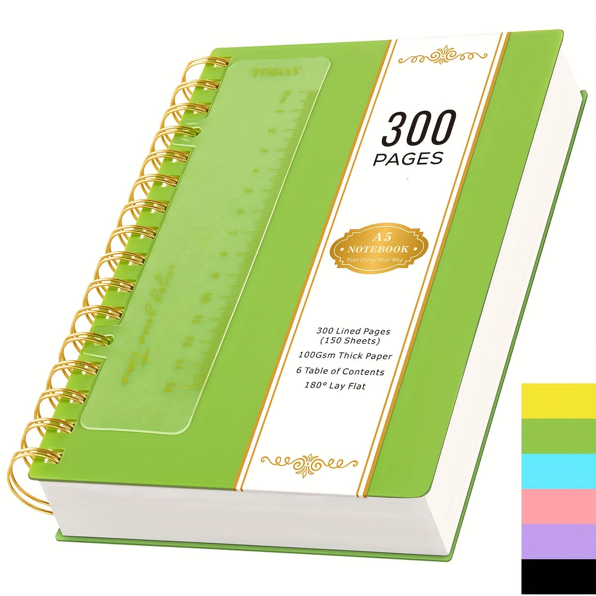 Stationery with A5 Spiral Notebook Pages of 100gsm - Green option