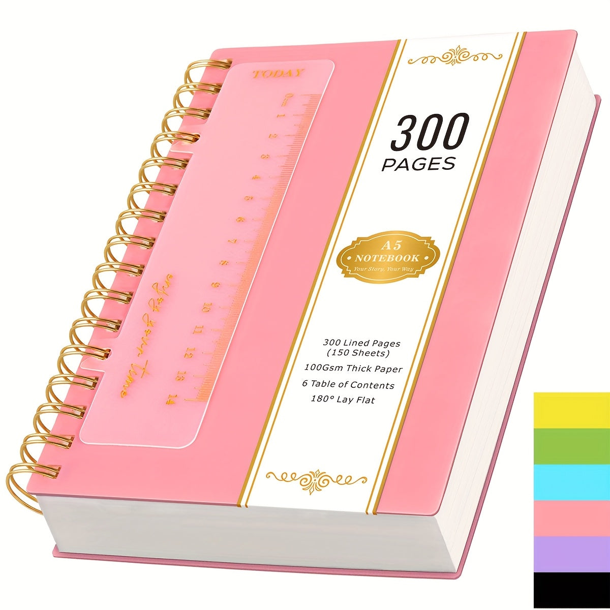Stationery with A5 Spiral Notebook Pages of 100gsm - pink option