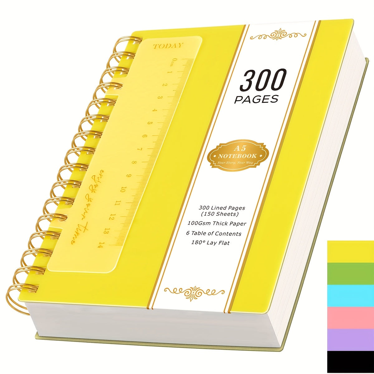 Stationery with A5 Spiral Notebook Pages of 100gsm - Yellow option