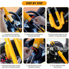 Steering Wheel Lock Twin Bar Double Hook, High Security with Wheels, Metal - product gallery image 6