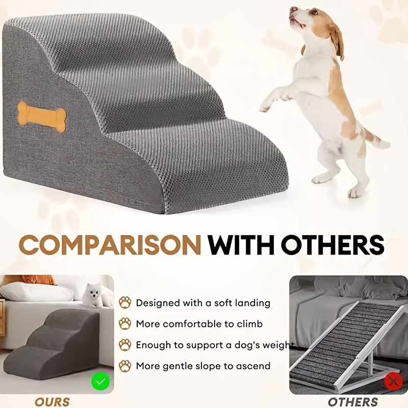 Step or 3-Step Dog Stairs with Removable with Machine-Washable, Non-Slip - product gallery image 2